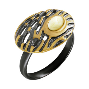 Кольцо серебряное, камень Янтарь, артикул:71111081