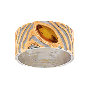Кольцо серебряное, камень Янтарь, артикул:91131077