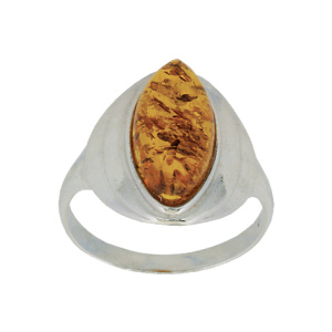 Кольцо серебряное, камень Янтарь, артикул:81160103