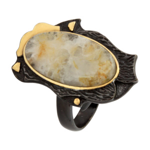 Кольцо серебряное, камень Агат переливт Мадагаскарс, артикул:71879003