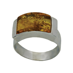 Кольцо серебряное, камень Янтарь, артикул:81160015