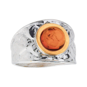 Кольцо серебряное, камень Янтарь, артикул:91131056