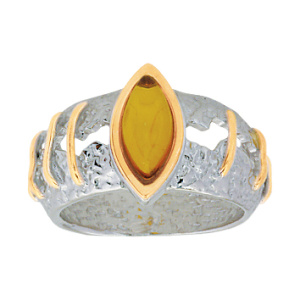 Кольцо серебряное, камень Янтарь, артикул:91131040