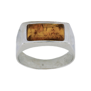 Кольцо серебряное, камень Янтарь, артикул:81160095