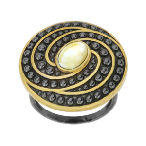 Кольцо серебряное, камень Янтарь, артикул:71111332