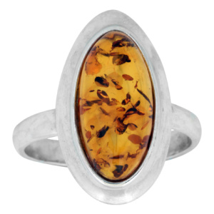 Кольцо серебряное, камень Янтарь, артикул:81160097