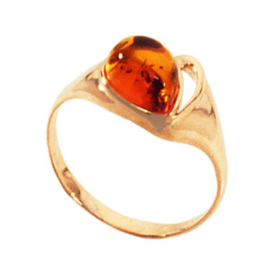 Кольцо серебряное, камень Янтарь, артикул:51160065