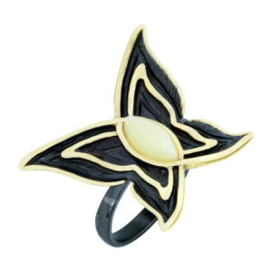 Кольцо серебряное, камень Янтарь, артикул:71111092