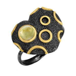Кольцо серебряное, камень Янтарь, артикул:71111090