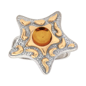 Кольцо серебряное, камень Янтарь, артикул:91131303