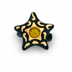 Кольцо серебряное, камень Янтарь, артикул:71111303