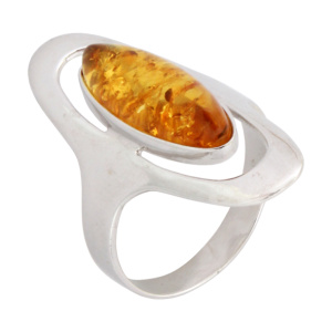 Кольцо серебряное, камень Янтарь, артикул:81160036