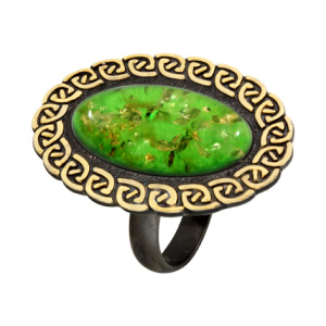 Кольцо серебряное, камень Янтарь, артикул:71359010