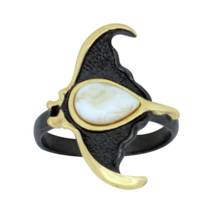 Кольцо серебряное, камень Янтарь, артикул:71111300