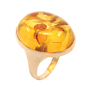 Кольцо серебряное, камень Янтарь, артикул:51160008