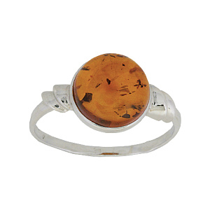 Кольцо серебряное, камень Янтарь, артикул:81130007